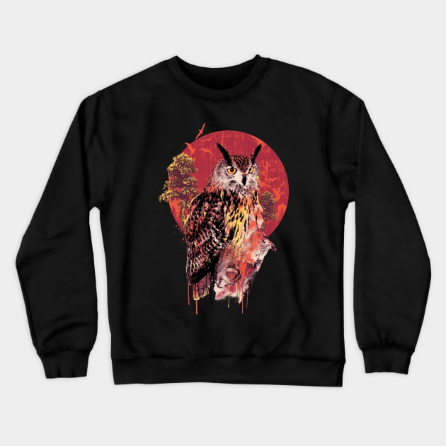 Owl Red Crewneck Sweatshirt by rizapeker